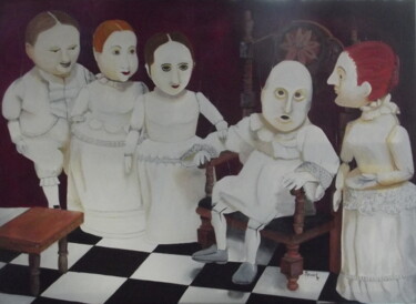 Painting titled ""LE MALADE IMAGINAI…" by Agnes Jouart, Original Artwork, Oil Mounted on Wood Stretcher frame