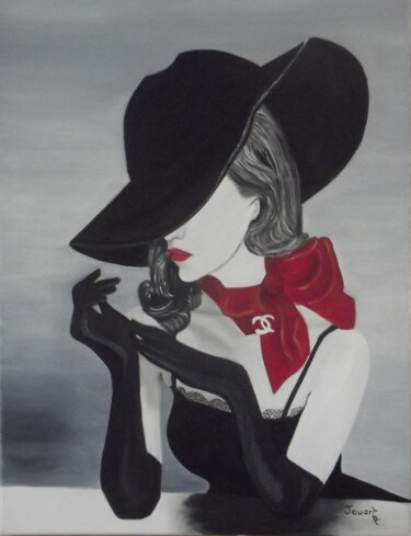 Painting titled "SOIE ROUGE" by Agnes Jouart, Original Artwork, Oil