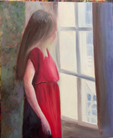 Peinture intitulée "A la Fenêtre" par Agnès M, Œuvre d'art originale, Huile