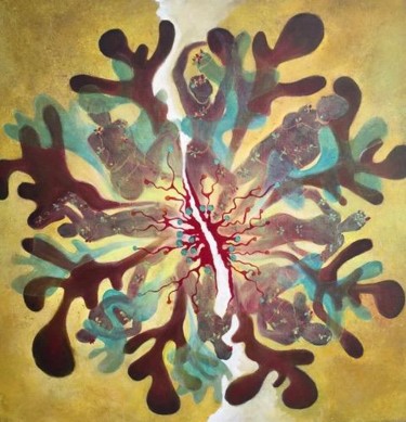 Peinture intitulée "alien-ou-la-fleur-h…" par Agnes Rolin, Œuvre d'art originale, Acrylique