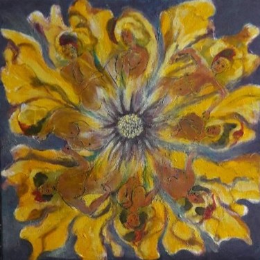 Peinture intitulée "la-danse-des-fleurs…" par Agnes Rolin, Œuvre d'art originale, Acrylique