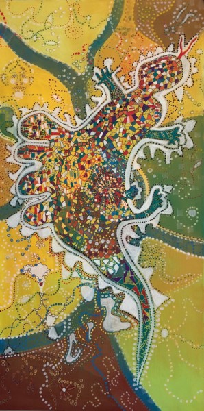 Peinture intitulée "Salamandre 1" par Agnes Rolin, Œuvre d'art originale, Acrylique