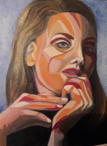 Painting titled "maquillage" by Agnes Rolin, Original Artwork, Acrylic