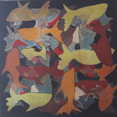 Schilderij getiteld "Impression aquatique" door Agnes Rolin, Origineel Kunstwerk, Acryl