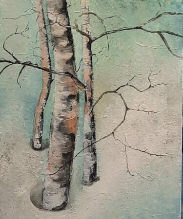 Картина под названием "3 bouleaux" - Agnes Rolin, Подлинное произведение искусства, Акрил Установлен на Деревянная рама для…
