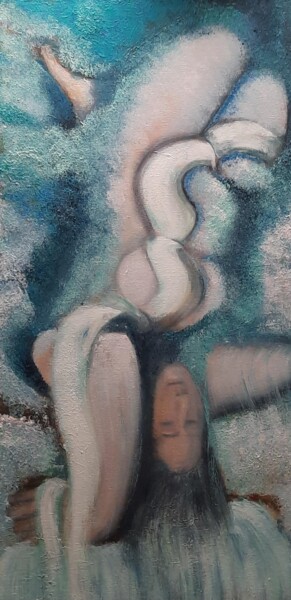 Peinture intitulée "La femme fontaine" par Agnes Rolin, Œuvre d'art originale, Acrylique Monté sur Châssis en bois