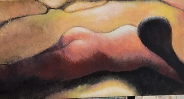 「A plat ventre」というタイトルの絵画 Agnes Rolinによって, オリジナルのアートワーク, アクリル ウッドストレッチャーフレームにマウント