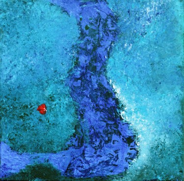 Painting titled "Abstrait en bleu et…" by Agnes Rolin, Original Artwork, Acrylic