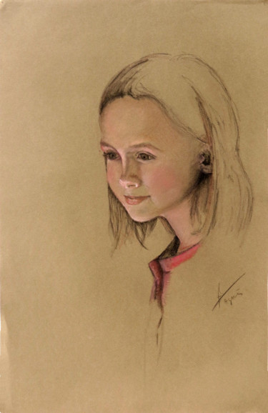 Dessin intitulée "Lou Anne" par Agnes Rolin, Œuvre d'art originale, Pastel