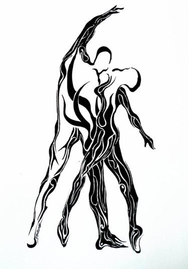 Drawing titled "duo" by Agnès Séauve, Original Artwork