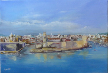 Peinture intitulée "Marseille l'entrée…" par Agnès Tassara, Œuvre d'art originale, Huile