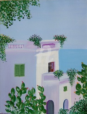 Painting titled "Ici en Grèce" by Agnès Velten Deiber, Original Artwork