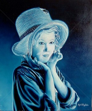 Peinture intitulée "La Dame au chapeau" par Agnès Velten Deiber, Œuvre d'art originale