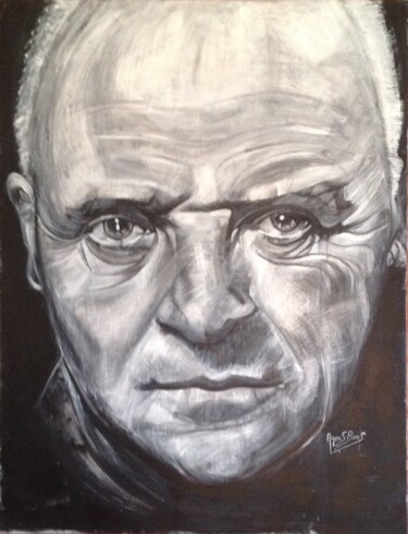 Painting titled "ANTHONY HOPKINS" by Agnesbens, Original Artwork, Acrylic