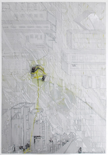 Картина под названием "Celui qui s'efface 5" - Agnès Bichat, Подлинное произведение искусства, Масло Установлен на Деревянна…