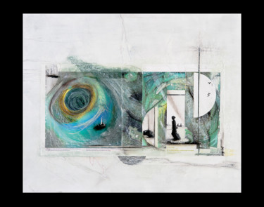 Collages intitolato "Je suis parti" da Agnès Bichat, Opera d'arte originale, Acrilico Montato su Cartone