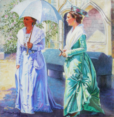 Peinture intitulée "deux arlésiennes en…" par Agnès Borg-Burglen, Œuvre d'art originale, Huile