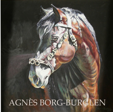 Peinture intitulée "Cheval bai foncé" par Agnès Borg-Burglen, Œuvre d'art originale, Huile