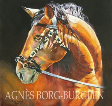 Malerei mit dem Titel "Cheval roux" von Agnès Borg-Burglen, Original-Kunstwerk, Öl