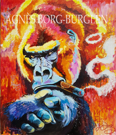 Peinture intitulée "Gorille d'Inès" par Agnès Borg-Burglen, Œuvre d'art originale, Acrylique