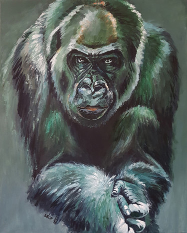 Peinture intitulée "Gorille 3" par Agnès Borg-Burglen, Œuvre d'art originale, Huile