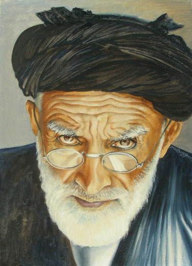 Peinture intitulée "le vieil afghan" par Agnès Borg-Burglen, Œuvre d'art originale, Huile Monté sur Châssis en bois
