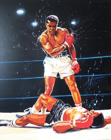 Painting titled "Mohamed Ali" by Agnès Borg-Burglen, Original Artwork, Acrylic