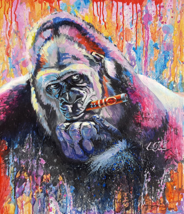 Peinture intitulée "gorille n°9" par Agnès Borg-Burglen, Œuvre d'art originale, Acrylique Monté sur Châssis en bois