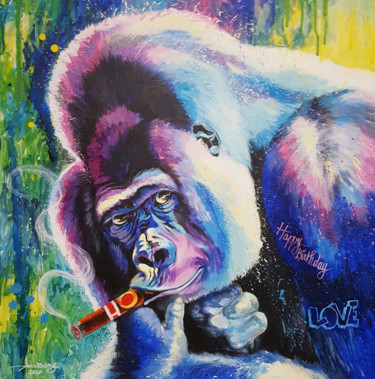 Peinture intitulée "gorille n°10" par Agnès Borg-Burglen, Œuvre d'art originale, Acrylique Monté sur Châssis en bois