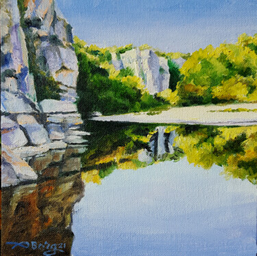 Painting titled "Labeaume en Ardèche" by Agnès Borg-Burglen, Original Artwork, Oil