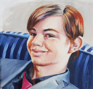 Peinture intitulée "Liam 17 ans" par Agnès Borg-Burglen, Œuvre d'art originale, Huile Monté sur Châssis en bois