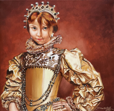 Painting titled "Victoire, la petite…" by Agnès Borg-Burglen, Original Artwork, Oil