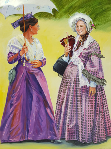 Peinture intitulée "2 arlésiennes en vi…" par Agnès Borg-Burglen, Œuvre d'art originale, Huile