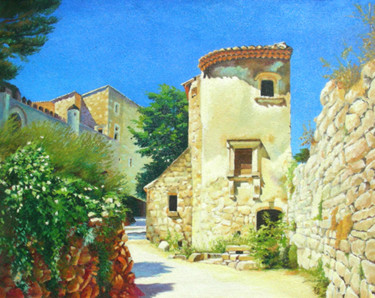 Painting titled "Le pigeonnier à Opp…" by Agnès Borg-Burglen, Original Artwork, Oil