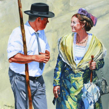 Painting titled "couple  arlésiens" by Agnès Borg-Burglen, Original Artwork, Oil