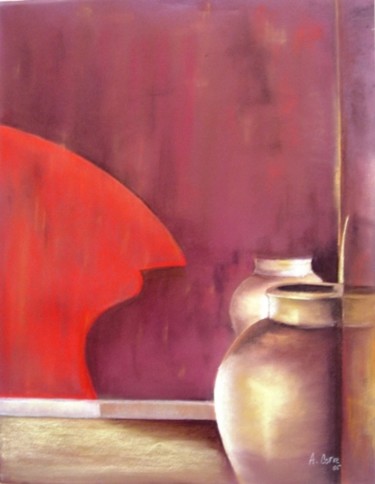 Painting titled "potiches marocaines" by Agnes Corre, Original Artwork, Oil
