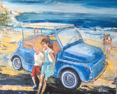Painting titled "Un air de vacances" by Agnes Corre, Original Artwork, Oil