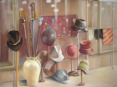 Painting titled "les chapeaux de la…" by Agnes Corre, Original Artwork, Oil