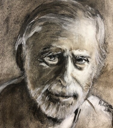 Drawing titled "Mon ami Pierre" by Agnes Corre, Original Artwork, Watercolor