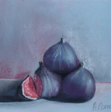 Drawing titled "3 figues" by Agnes Corre, Original Artwork, Pastel