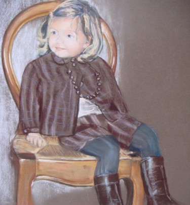 Painting titled "Emma-Louise, 26 mois" by Agnes Corre, Original Artwork