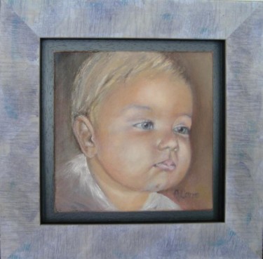 Painting titled "portrait enfant" by Agnes Corre, Original Artwork, Oil