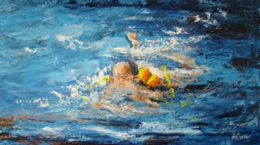 Peinture intitulée "Jeux d'eau 5" par Agnes Corre, Œuvre d'art originale, Huile