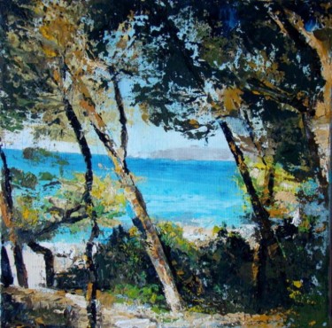 Painting titled "petit paradis" by Agnes Corre, Original Artwork, Oil