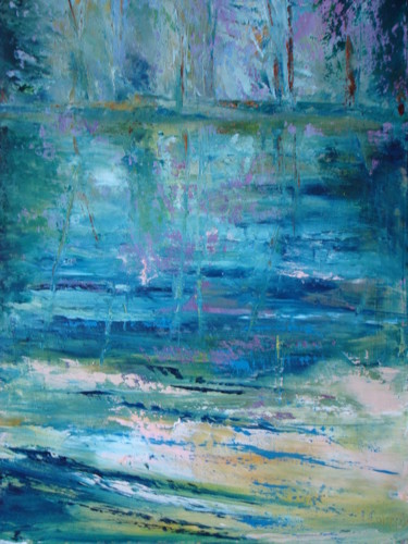 Painting titled "REFLETS D'EAU" by Agnes Corre, Original Artwork