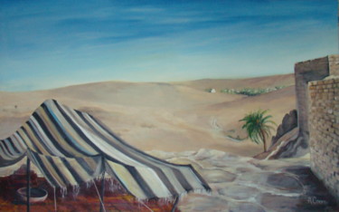 Painting titled "TENTE BERBERE" by Agnes Corre, Original Artwork, Oil