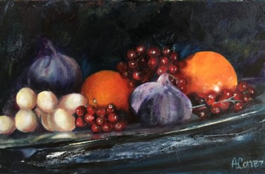 Painting titled "fruits-red.jpg" by Agnes Corre, Original Artwork, Oil