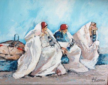 Malerei mit dem Titel "Scène orientale" von Agnes Corre, Original-Kunstwerk, Acryl