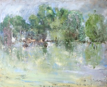 Painting titled "paysage" by Agnes Corre, Original Artwork