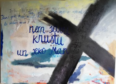 Malerei mit dem Titel "Ņem savu krustu/ ta…" von Agnese Brūvere-Alpe, Original-Kunstwerk, Acryl Auf Keilrahmen aus Holz mont…